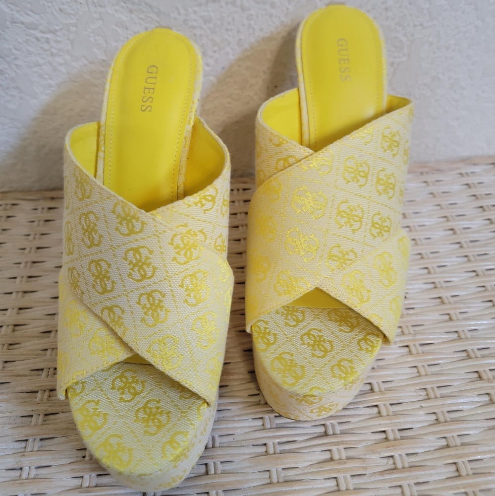 Guess Yellow Mules Vibrant Slip-On Design
